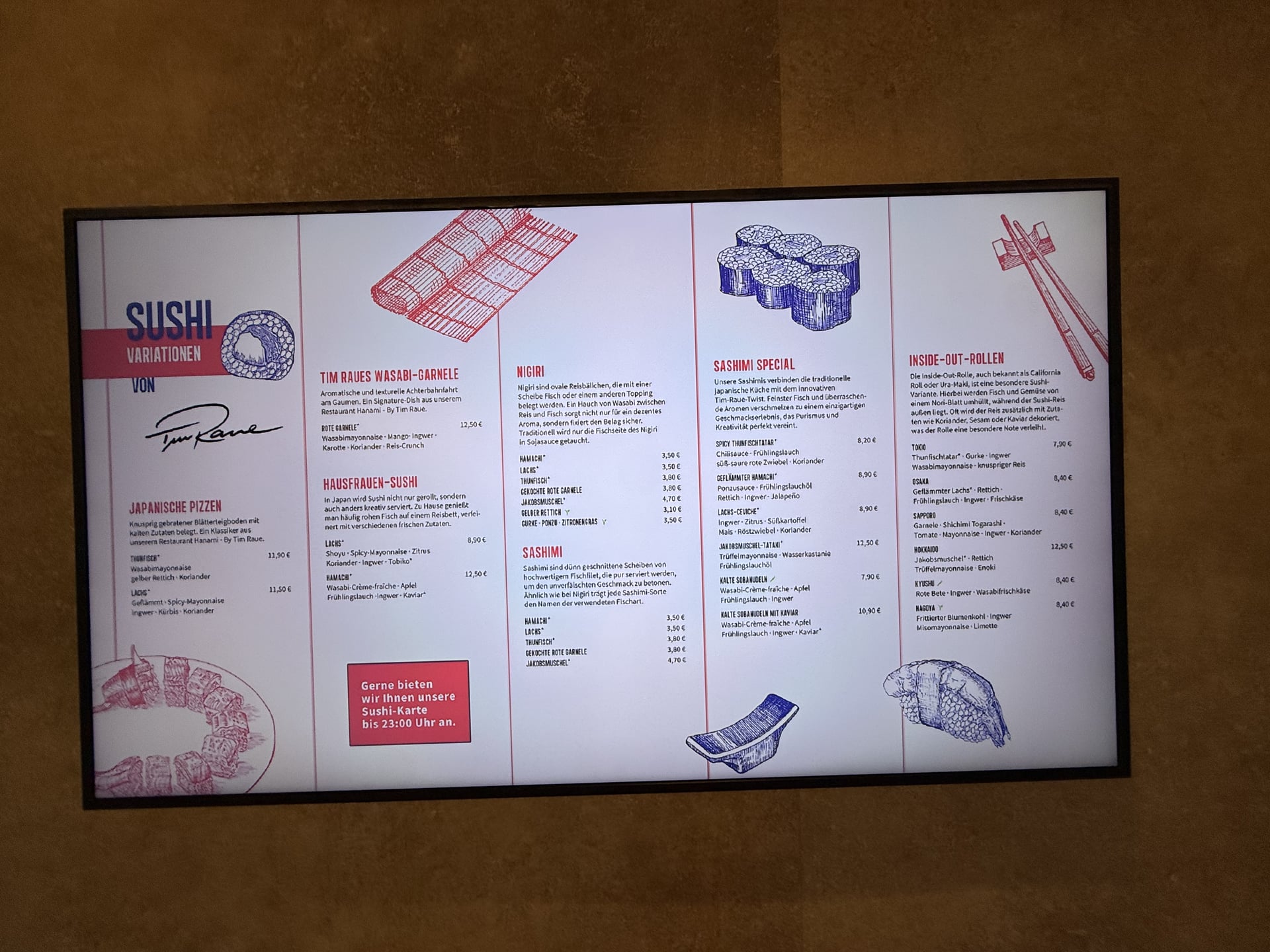 Restaurant Fugu – Speisekarte – Mein Schiff Flow